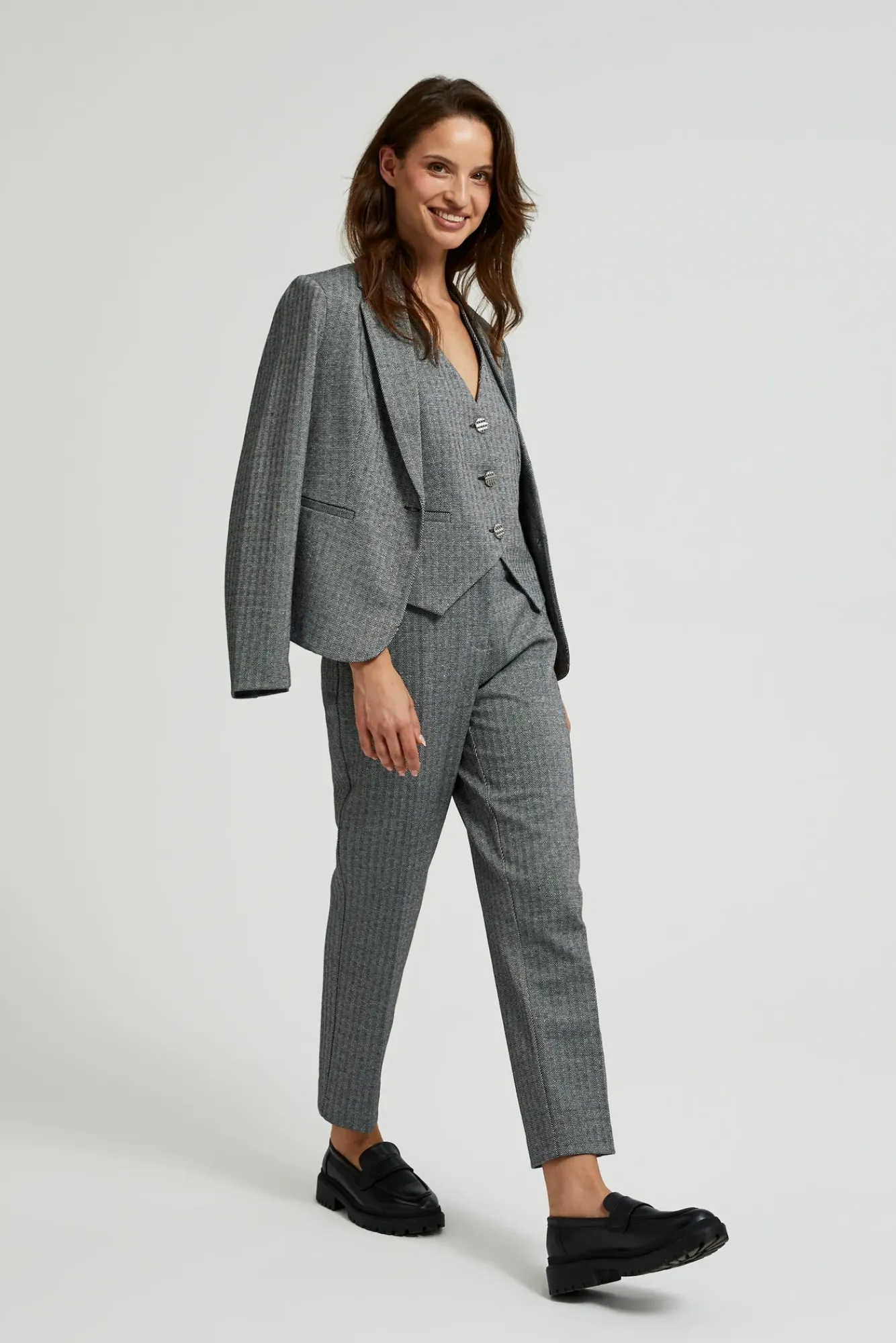 Spodnie Eleganckie|Spodnie Chinosy>Moodo Eleganckie spodnie cygaretki szare