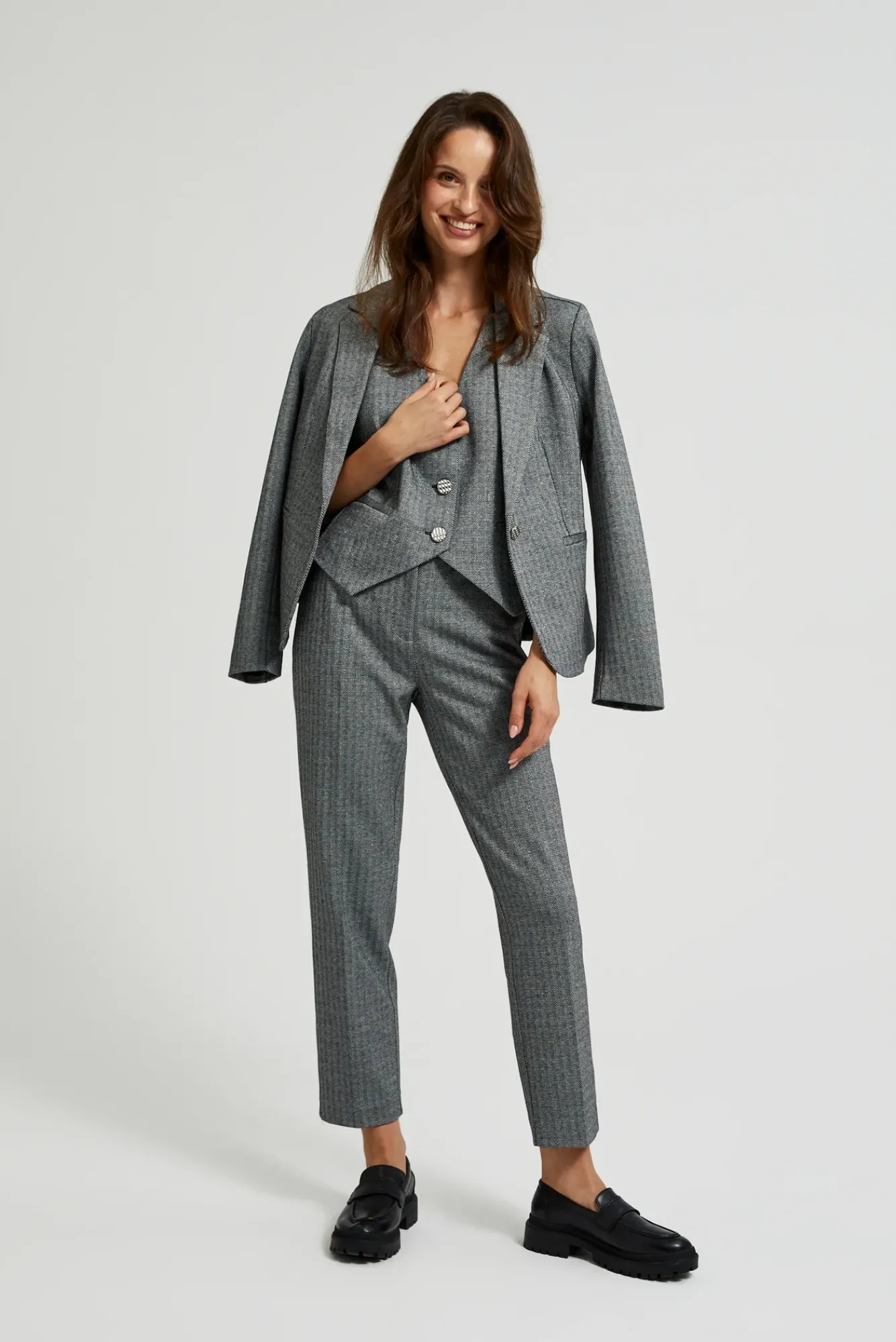 Spodnie Eleganckie|Spodnie Chinosy>Moodo Eleganckie spodnie cygaretki szare