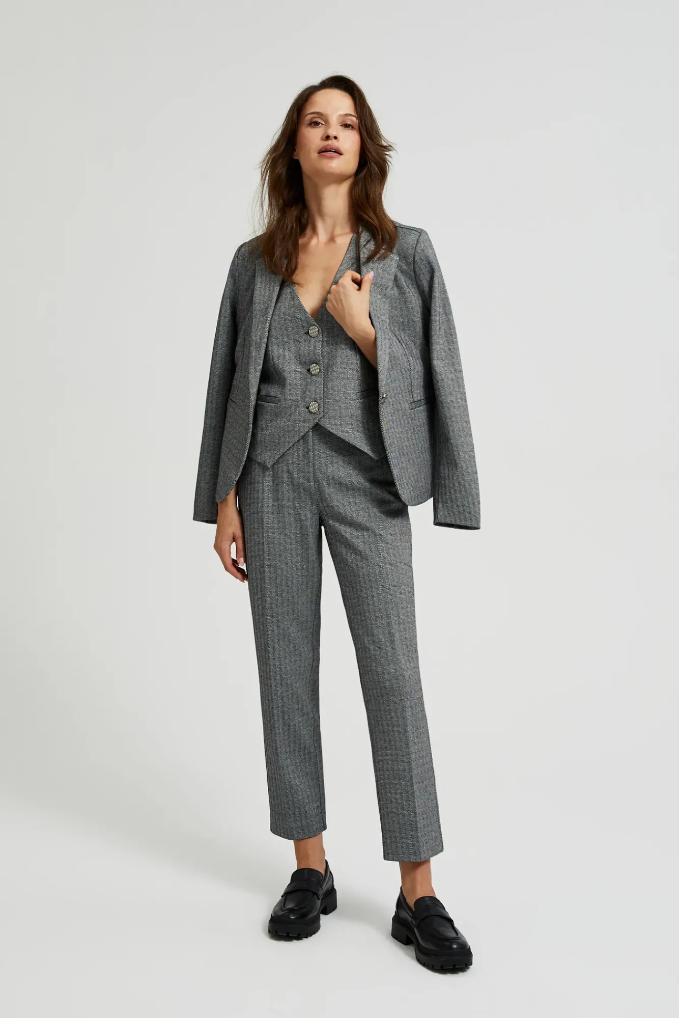 Spodnie Eleganckie|Spodnie Chinosy>Moodo Eleganckie spodnie cygaretki szare