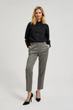 Spodnie Beżowe|Spodnie Eleganckie>Moodo Eleganckie spodnie w pepitkę beżowe