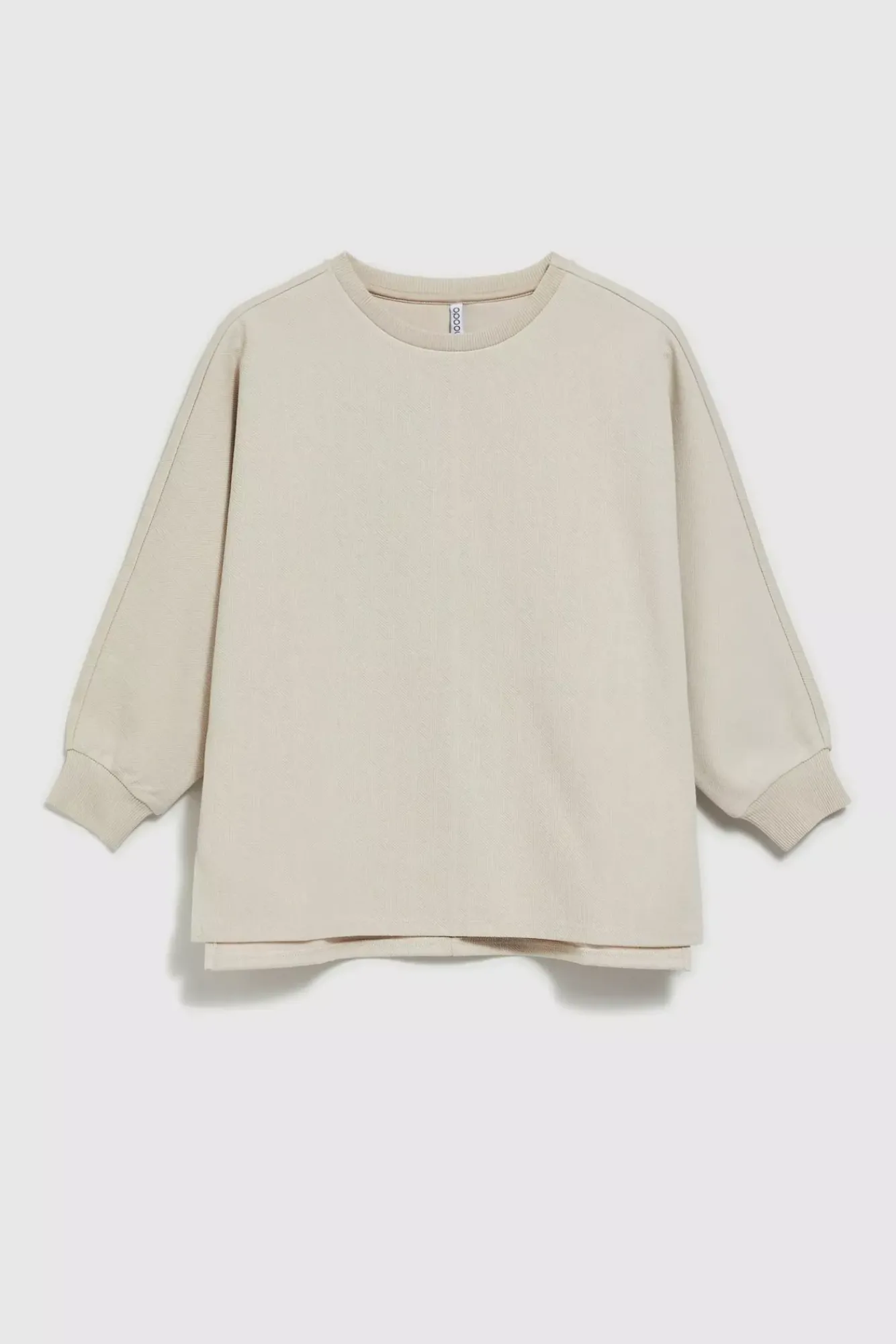 Bluzy Wiosenne|Bluzy Damskie Bez Kaptura>Moodo Gładka bluza wkładana przez głowę z rękawami 3/4 beżowa