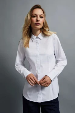 Koszule Damskie Eleganckie|Koszule Damskie Białe>Moodo Gładka koszula biała