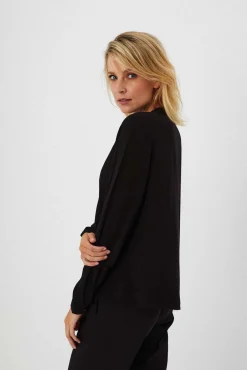 Koszule Damskie Eleganckie|Koszule Czarne>Moodo Gładka koszula z wiskozy czarna