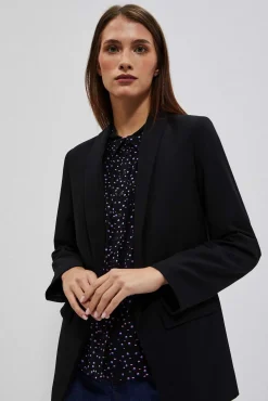 Marynarki Damskie Czarne|Eleganckie Marynarki Damskie>Moodo Gładka marynarka czarna