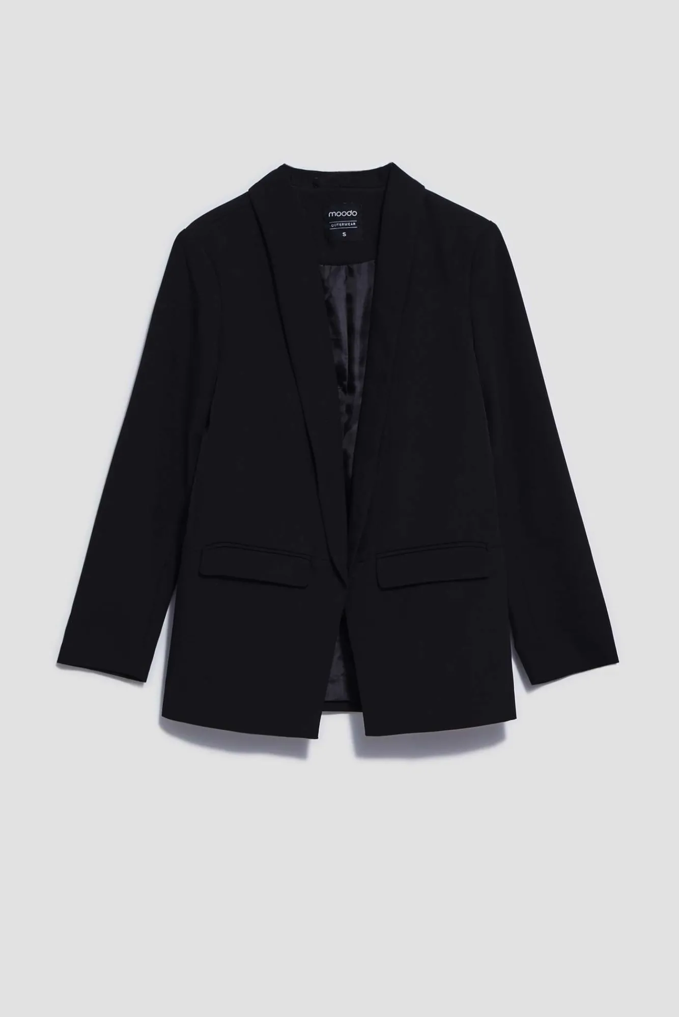 Marynarki Damskie Czarne|Eleganckie Marynarki Damskie>Moodo Gładka marynarka czarna