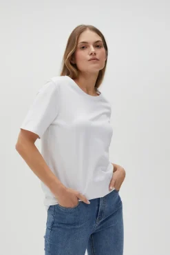 Bluzki Biale|Bluzki Bawełniane>Moodo Gładki bawełniany t-shirt biały