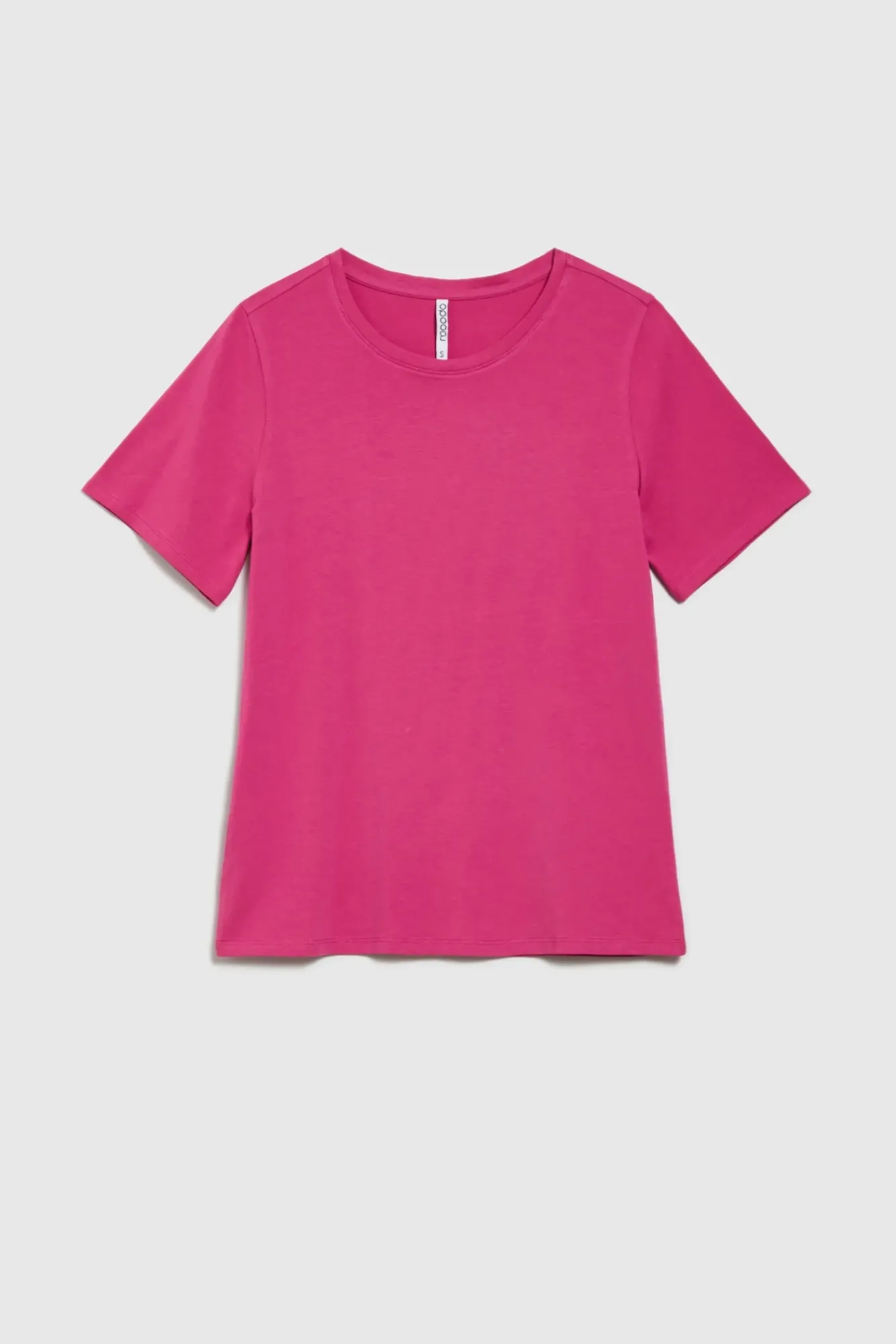 Bluzki Bawełniane|Bluzki Z Krótkim Rękawem>Moodo Gładki bawełniany t-shirt fuksjowy