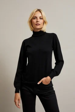 Swetry Czarne|Swetry Casual>Moodo Gładki sweter z golfem czarny