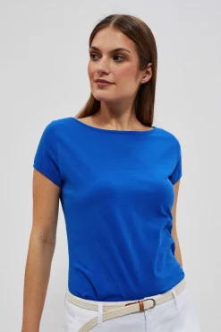 Bluzki Bawełniane|Bluzki Z Krótkim Rękawem>Moodo Gładki t-shirt niebieski