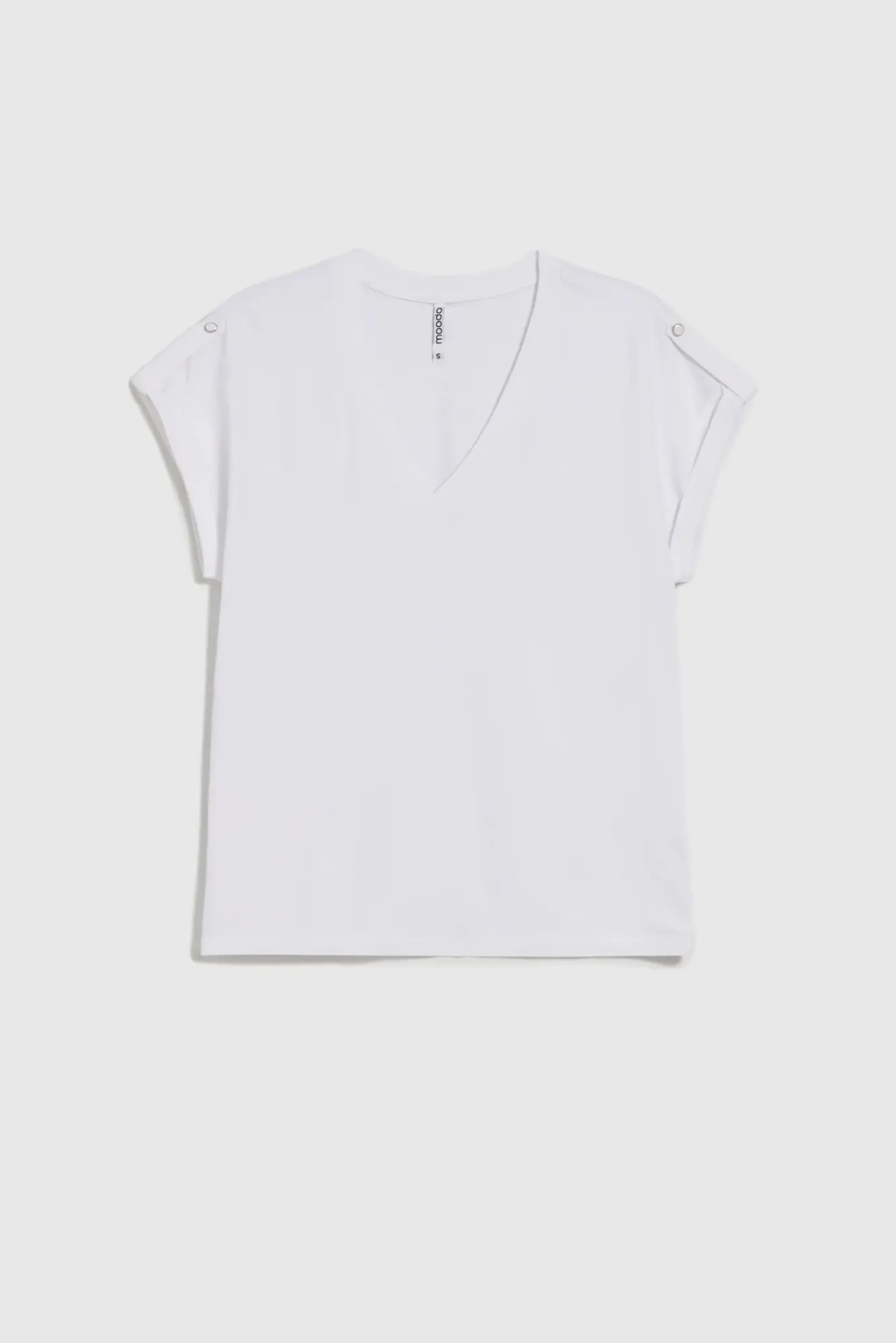 Bluzki Biale|Bluzki Z Dekoltem W Serek>Moodo Gładki t-shirt z dekoltem w serek biały
