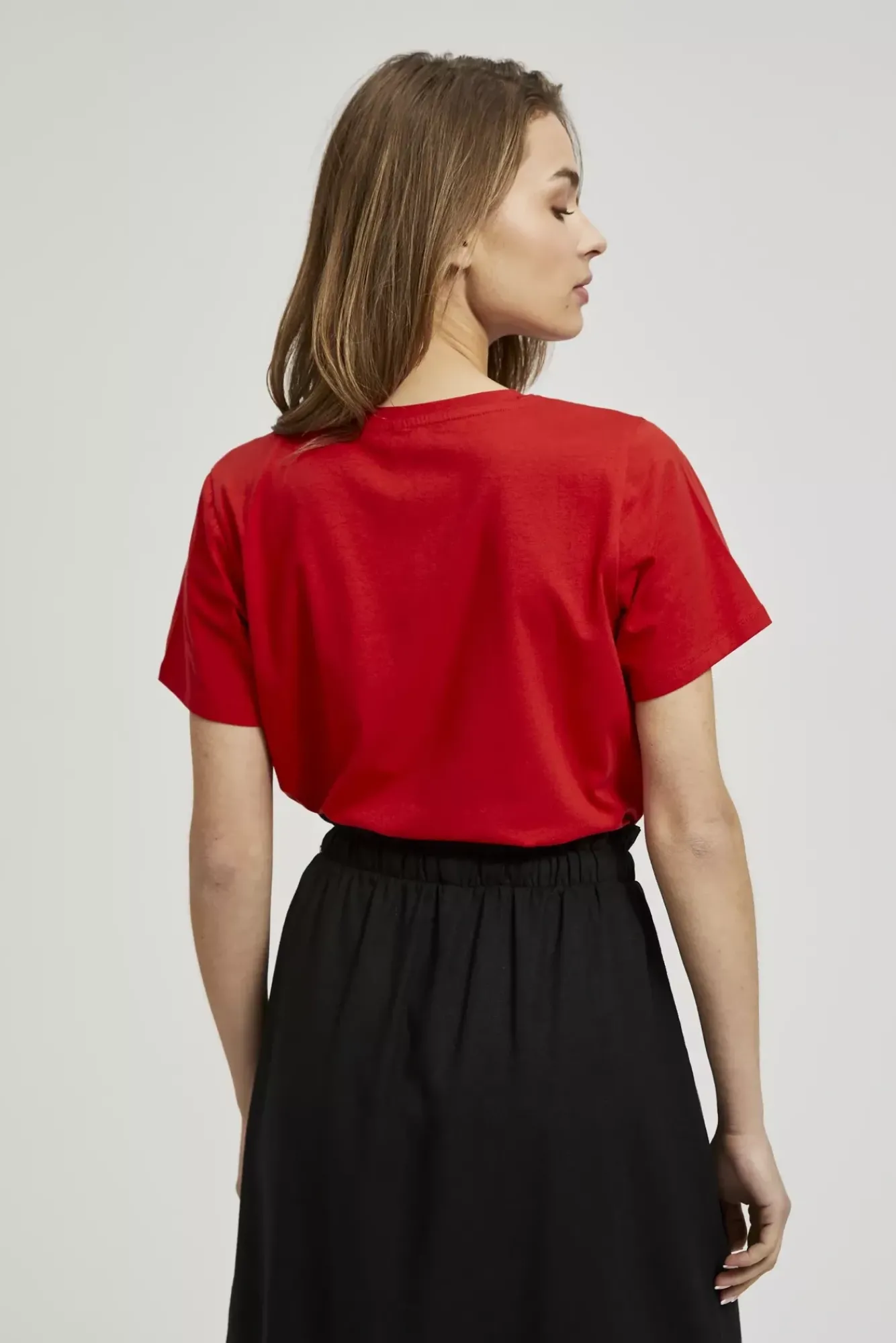 Bluzki Bawełniane|Bluzki Na Lato>Moodo Gładki t-shirt z krótkimi rękawami czerwony