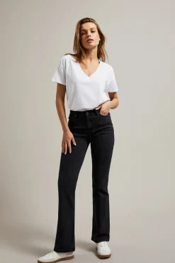 Jeansy Dzwony|Jeansy Z Wysokim Stanem>Moodo Gładkie jeansy bootcut czarne