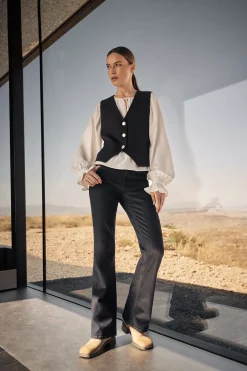 Jeansy Dzwony|Jeansy Z Wysokim Stanem>Moodo Gładkie jeansy bootcut granatowe