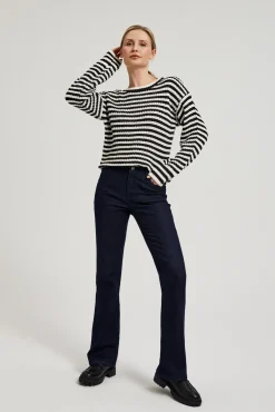 Jeansy Dzwony|Jeansy Z Wysokim Stanem>Moodo Gładkie jeansy bootcut granatowe