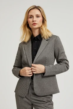 Komplety Damskie Eleganckie|Komplety Damskie Garnitury>Moodo Garnitur w pepitkę beżowy