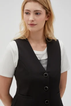 Kamizelki Damskie Garniturowe|Kamizelki Damskie Eleganckie>Moodo Garniturowa kamizelka czarna