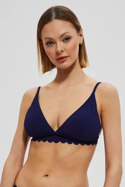 Stroje Kąpielowe Dwuczęściowe>Moodo Góra od bikini z gładkiego materiału granatowa