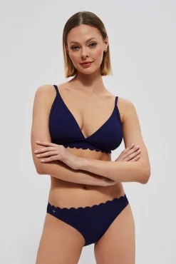 Stroje Kąpielowe Dwuczęściowe>Moodo Góra od bikini z gładkiego materiału granatowa