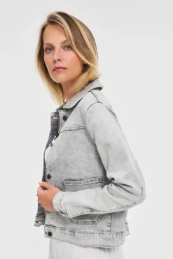 Kurtki Krótkie|Kurtki Letnie>Moodo Jeansowa kurtka szara