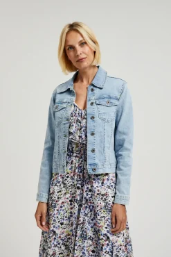 Kurtki Krótkie|Kurtki Letnie>Moodo Jeansowa kurtka zapinana na guziki niebieska