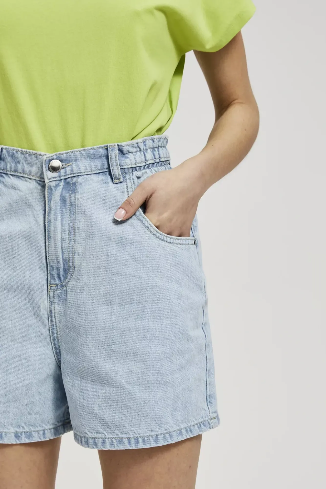 Szorty Damskie Bawełniane|Szorty Damskie Letnie>Moodo Jeansowe szorty z wysokim stanem niebieskie