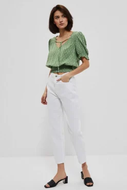 Jeansy Mom Fit|Jeansy Z Wysokim Stanem>Moodo Jeansy białe mom fit
