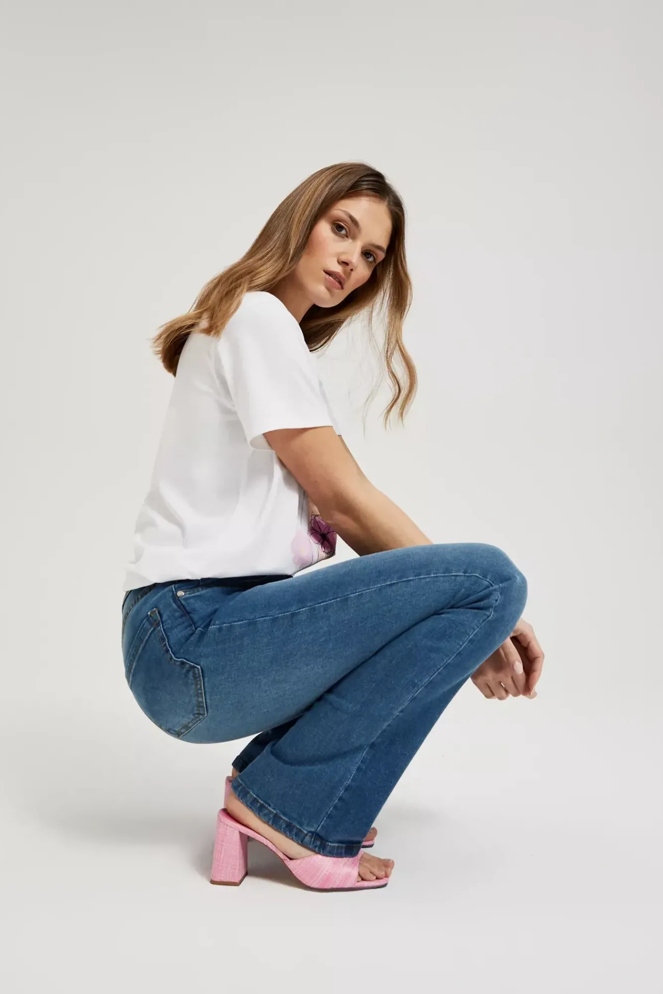 Jeansy Dzwony|Jeansy Z Wysokim Stanem>Moodo Jeansy bootcut niebieskie