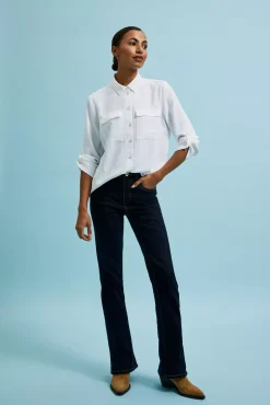 Jeansy Dzwony|Jeansy Z Wysokim Stanem>Moodo Jeansy bootcut z jasnymi przeszyciami granatowe