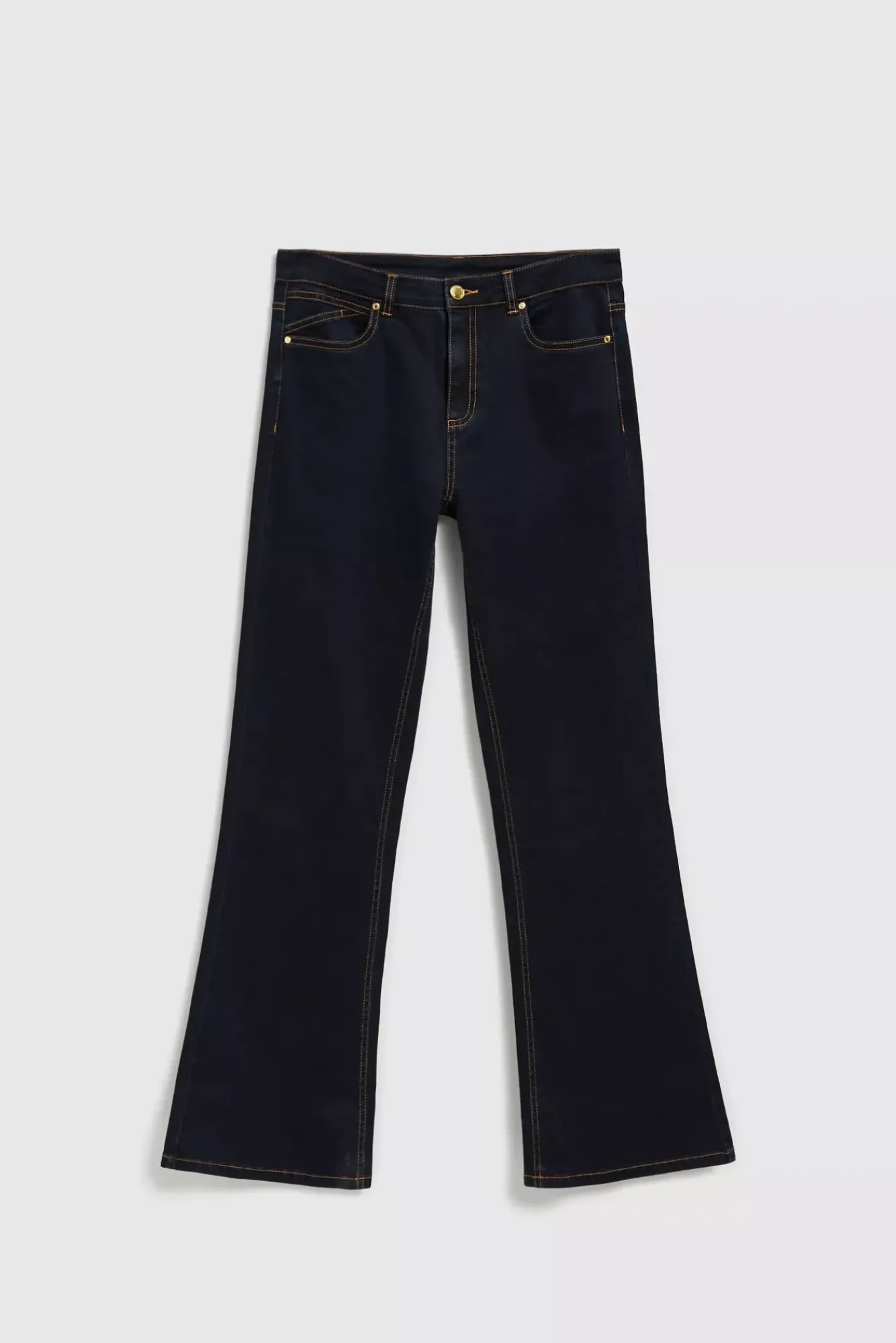 Jeansy Dzwony|Jeansy Z Wysokim Stanem>Moodo Jeansy bootcut z jasnymi przeszyciami granatowe
