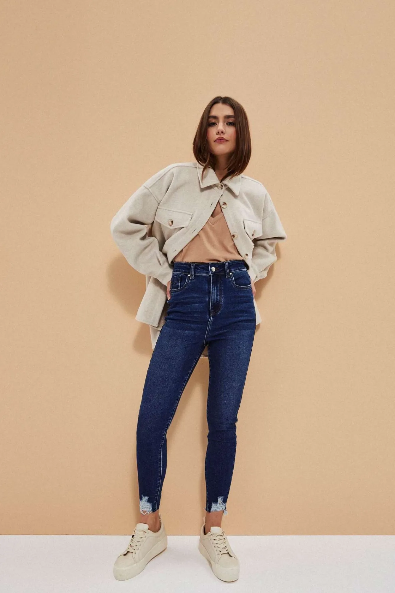Jeansy Rurki|Jeansy Skinny>Moodo Jeansy extra high waist