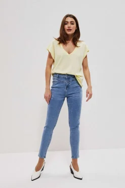 Jeansy Rurki|Jeansy Skinny>Moodo Jeansy high waist skinny niebieskie