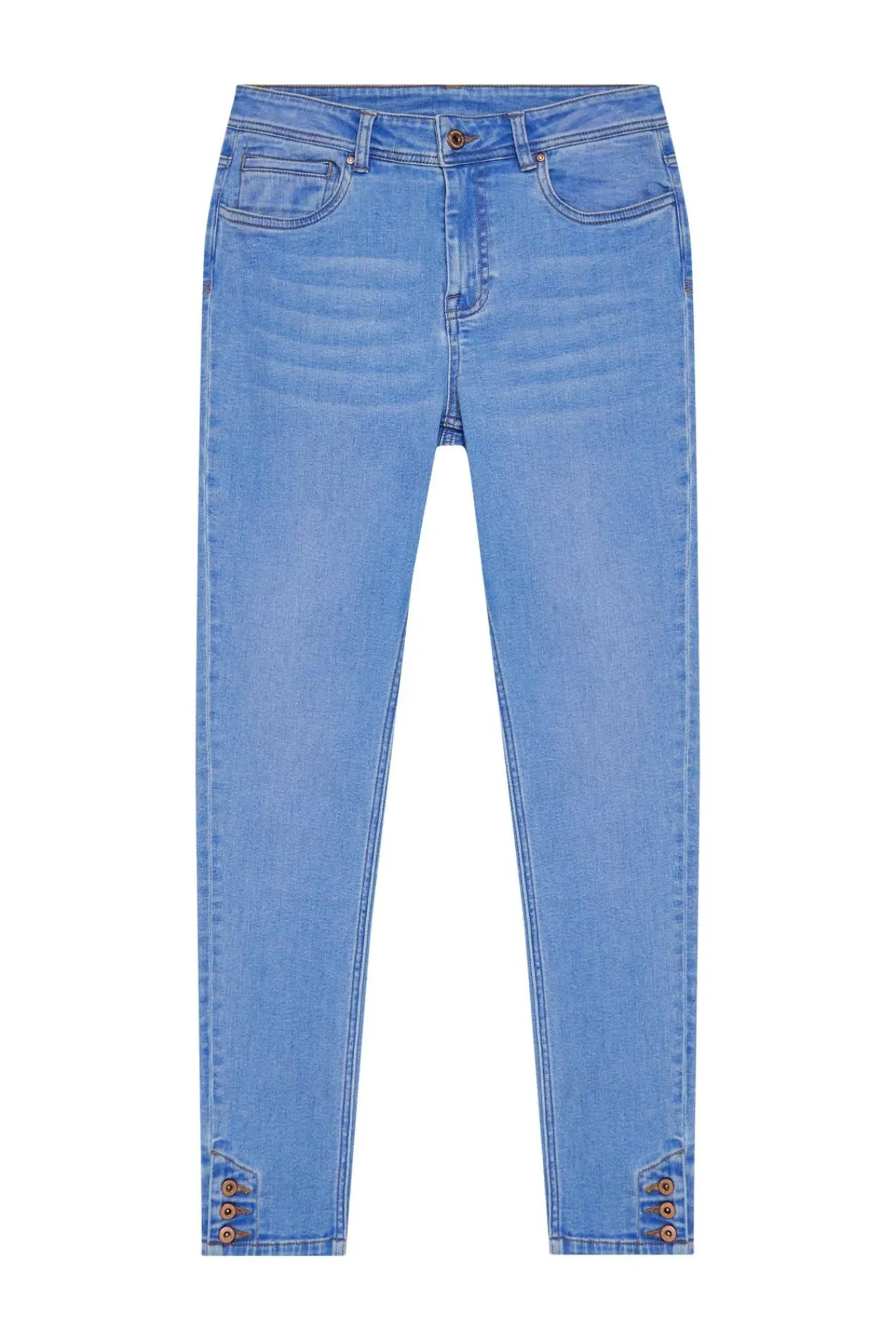 Jeansy Rurki|Jeansy Skinny>Moodo Jeansy medium waist z guzikami na nogawkach niebieskie