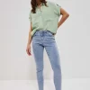 Jeansy Rurki|Jeansy Skinny>Moodo Jeansy medium waist z kieszeniami błękitne