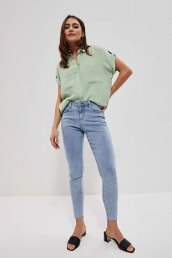 Jeansy Rurki|Jeansy Skinny>Moodo Jeansy medium waist z kieszeniami błękitne
