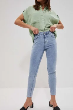 Jeansy Rurki|Jeansy Skinny>Moodo Jeansy medium waist z kieszeniami błękitne