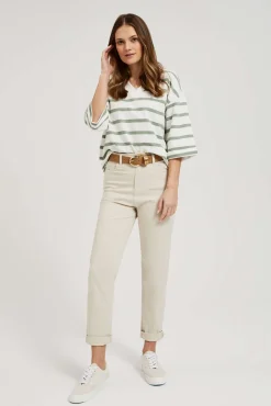 Jeansy Mom Fit|Jeansy Z Wysokim Stanem>Moodo Jeansy mom fit bężowe