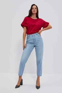Jeansy Mom Fit|Jeansy Z Wysokim Stanem>Moodo Jeansy mom fit z wysokim stanem błękitne