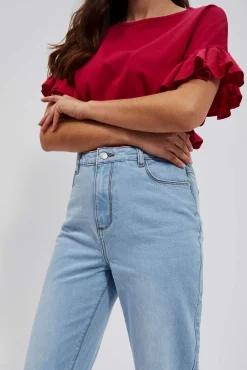 Jeansy Mom Fit|Jeansy Z Wysokim Stanem>Moodo Jeansy mom fit z wysokim stanem błękitne