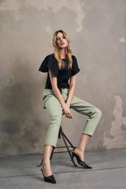 Jeansy Mom Fit|Jeansy Z Wysokim Stanem>Moodo Jeansy paperbag patynowe