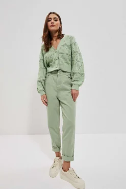 Jeansy Mom Fit|Jeansy Z Wysokim Stanem>Moodo Jeansy paperbag patynowe