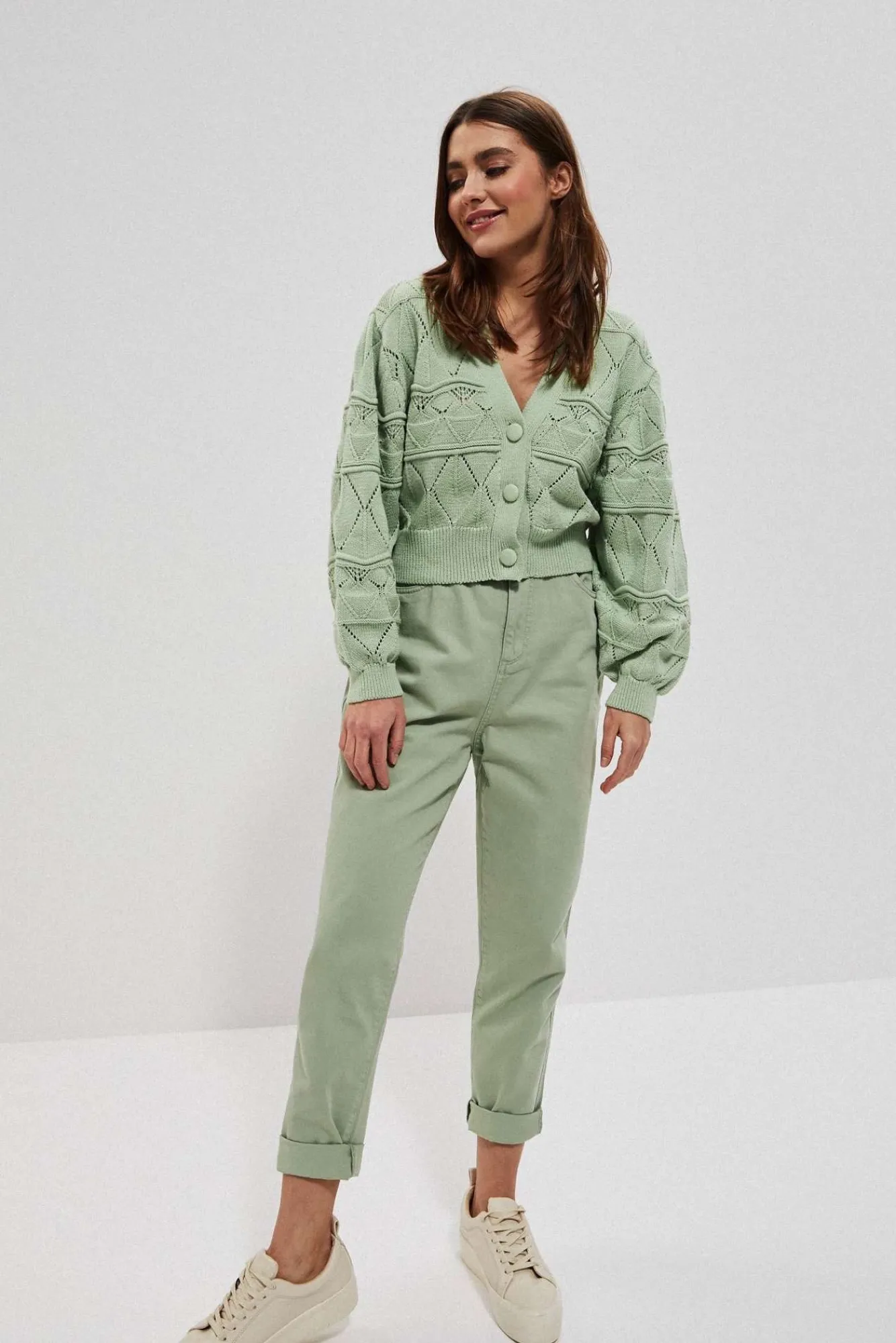Jeansy Mom Fit|Jeansy Z Wysokim Stanem>Moodo Jeansy paperbag patynowe