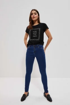 Jeansy Rurki|Jeansy Push Up>Moodo Jeansy push up z guzikami ciemnoniebieskie