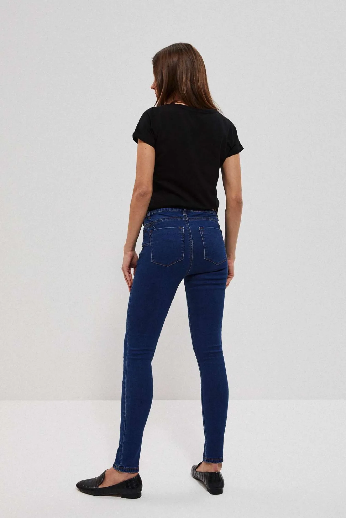 Jeansy Rurki|Jeansy Push Up>Moodo Jeansy push up z guzikami ciemnoniebieskie