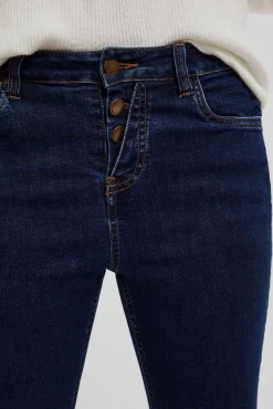 Jeansy Push Up>Moodo Jeansy push up zapinane na guziki granatowe