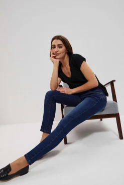 Jeansy Rurki|Jeansy Push Up>Moodo Jeansy push up ze średnim stanem granatowe