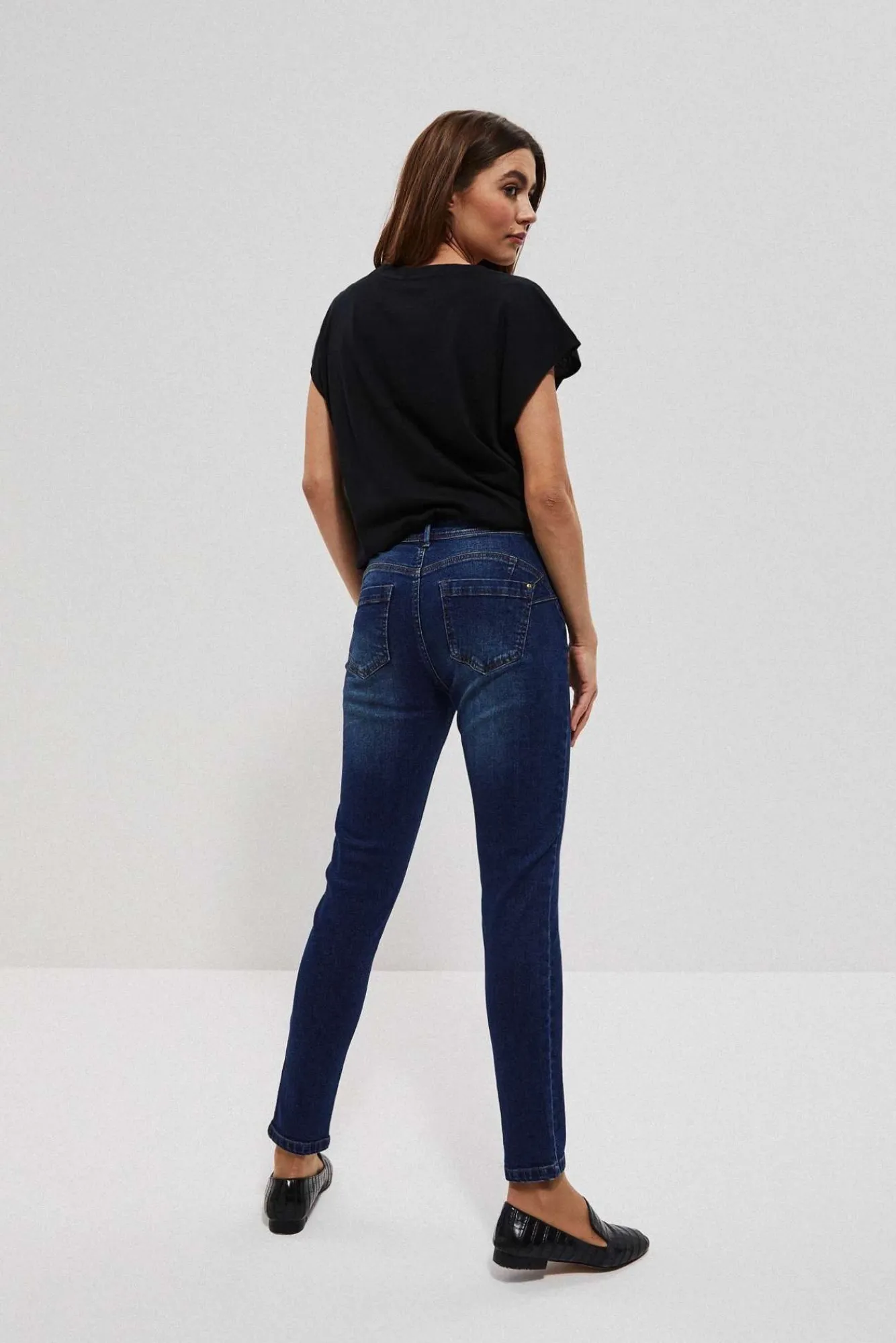 Jeansy Rurki|Jeansy Push Up>Moodo Jeansy push up ze średnim stanem granatowe