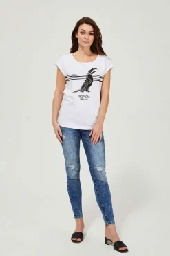 Jeansy Rurki|Jeansy Skinny>Moodo Jeansy rurki medium waist z przetarciami niebieskie