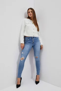 Jeansy Rurki|Jeansy Skinny>Moodo Jeansy rurki z przetarciami