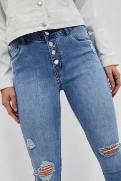 Jeansy Rurki|Jeansy Skinny>Moodo Jeansy rurki z przetarciami