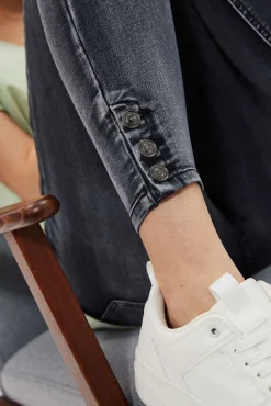 Jeansy Rurki|Jeansy Skinny>Moodo Jeansy skinny medium waist z przetarciami grafitowe